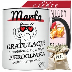 Kubek POŻEGNANIE KOLEGI KOLEŻANKI z pracy na ODEJŚCIE CZARNY Prezent IMIĘ