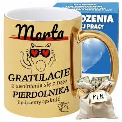 KUBEK ZŁOTY NA POŻEGNANIE ODEJŚCIE KOLEŻANKI KOLEGI Z PRACY NA PREZENT